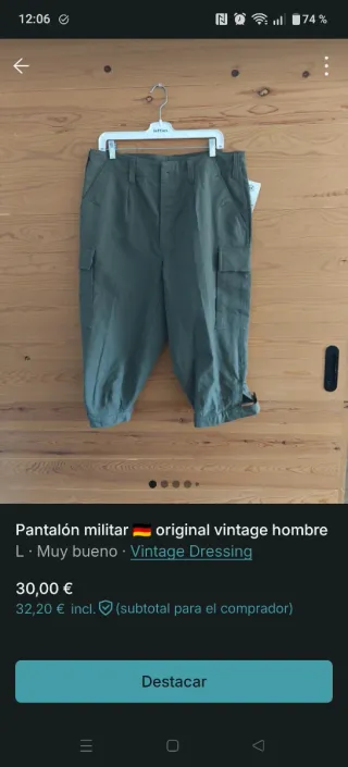 Pantaloni militari vintage da uomo taglia L