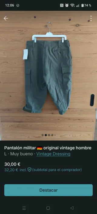 Pantaloni militari vintage da uomo taglia L