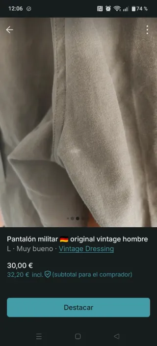 Pantaloni militari vintage da uomo taglia L
