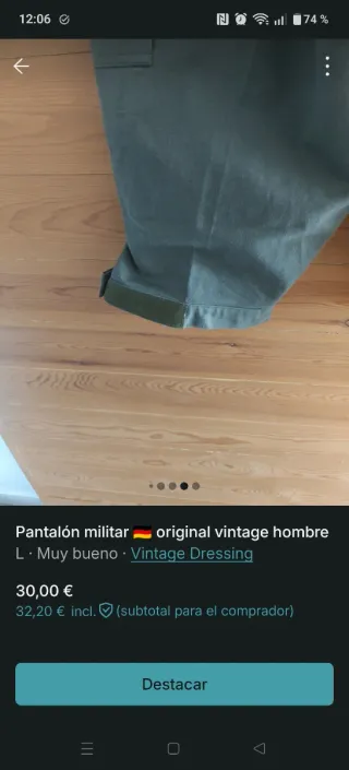 Pantaloni militari vintage da uomo taglia L