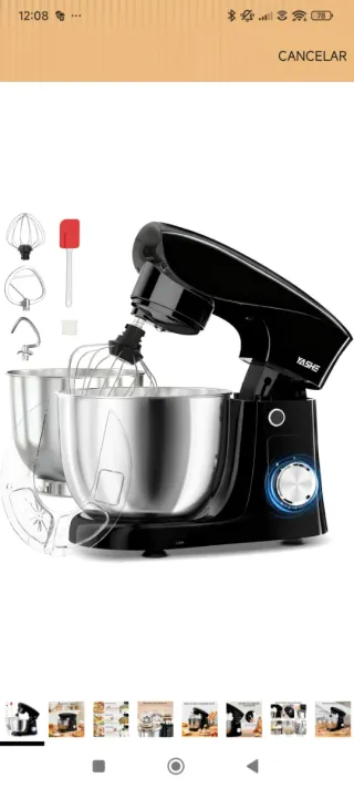 Batidora amasadora negra YASHE