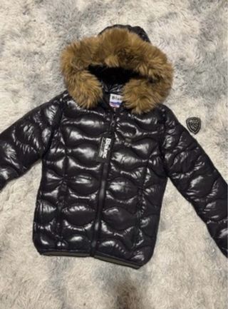 Blauer Piumino Nero con Cappuccio Pelliccia