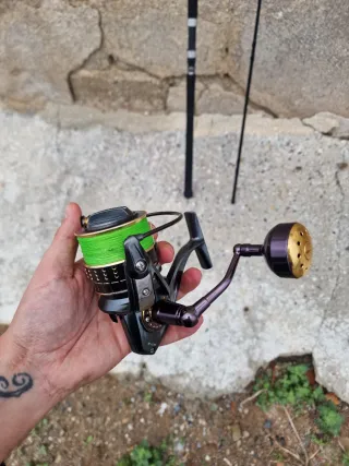 Caña y carrete de bacoretas