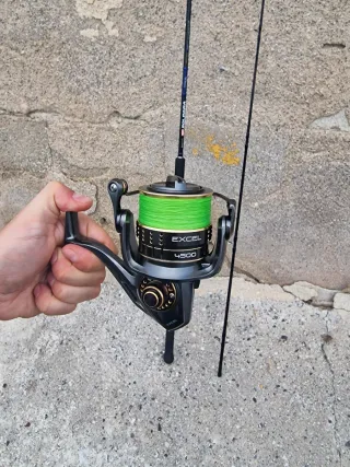 Caña y carrete de bacoretas