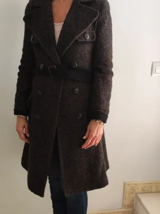 Chaqueta de cuadros beige y marrón