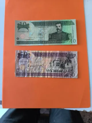 Billetes República Dominicana 10 y 50 Pesos