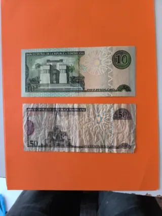 Billetes República Dominicana 10 y 50 Pesos
