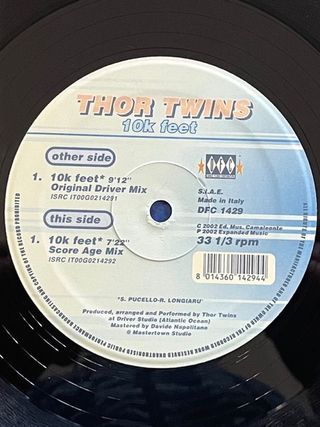 Thor Twins "10K Feet" disco vinile techno trance