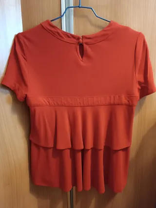 Blusa Pedro del Hierro roja volantes Talla S
