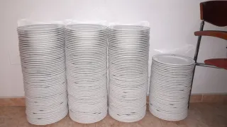 Lote de Platos de Porcelana Blancos con Borde Azul