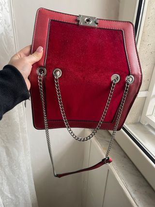 Borsa rossa in velluto e pelle