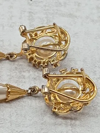 Pendientes Vintage Perlas Chapados Oro