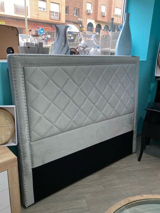 Cabecero de terciopelo gris new
