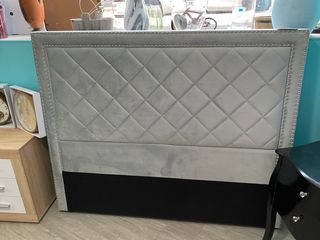Cabecero de terciopelo gris new