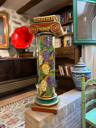 Columna jónica peana antigua hecha a mano vintage