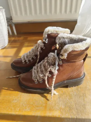 Botines Zara marrones con pelo talla 36