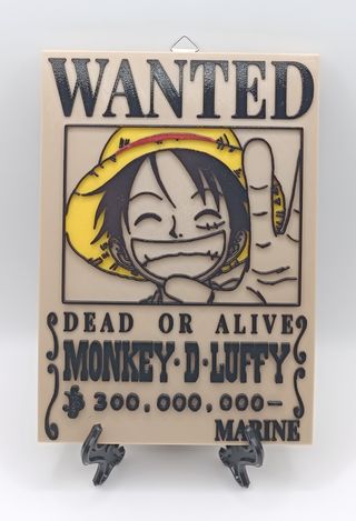 One Piece Monkey D Luffy Wanted Poster Wall Art 3D