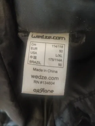 Plumífero Wed'ze Negro. Talla 50.