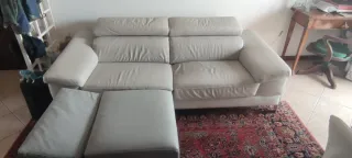 Divano PoltroneSofà vera Pelle Grigio Perla