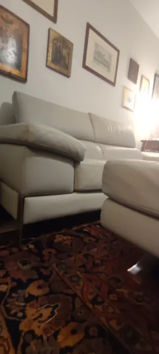 Divano PoltroneSofà vera Pelle Grigio Perla