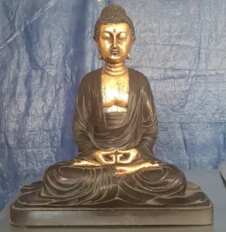 Figura Buda Zen Sentado Negro/Dorado