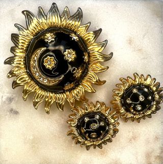 Christian Dior Broche y Pendientes Sol Luna