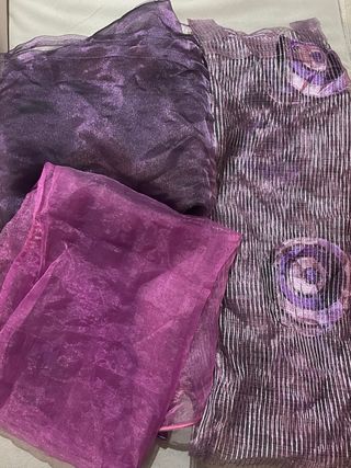 Tenda a tre veli sfumature viola, lilla e grigio