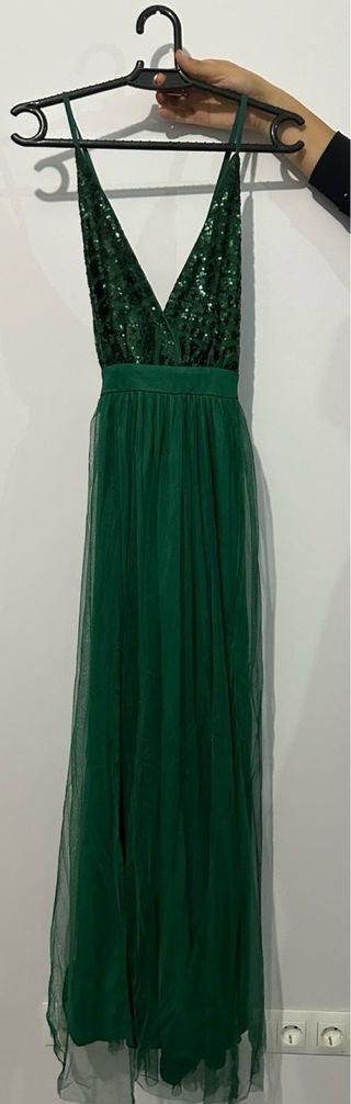 Vestido de fiesta verde con lentejuelas