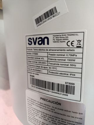 Svan Termo Eléctrico Vertical 47L ST5000