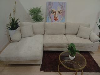 Sofá chaise longue beige