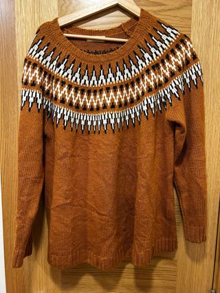 Jersey Invierno Mujer XL Naranja Geométrico