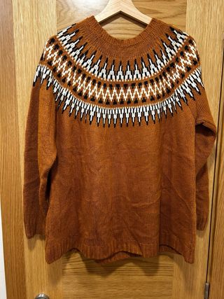 Jersey Invierno Mujer XL Naranja Geométrico