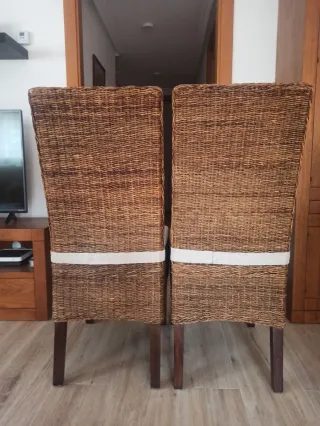 Pack 2 sillas comedor mimbre y madera