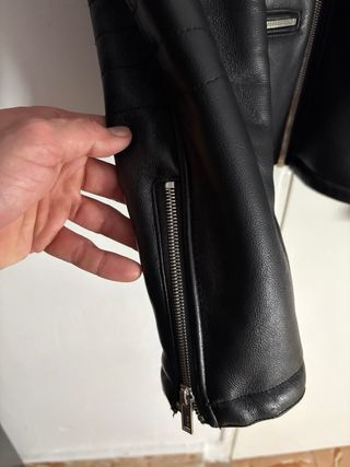 Chaqueta Biker Zara Piel Sintética Negra