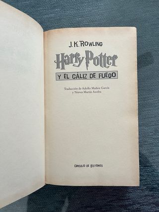 Libro harry potter y el cáliz de fuego