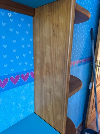 Muebles dormitorio juvenil madera y azul turquesa