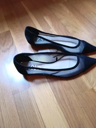 Bailarinas Zara Negras Ante Malla