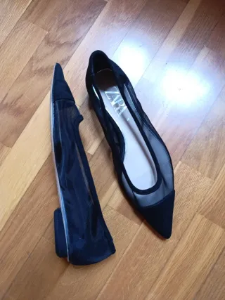 Bailarinas Zara Negras Ante Malla