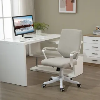 Silla de Oficina Giratoria Gris y Blanca