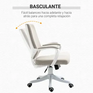 Silla de Oficina Giratoria Gris y Blanca