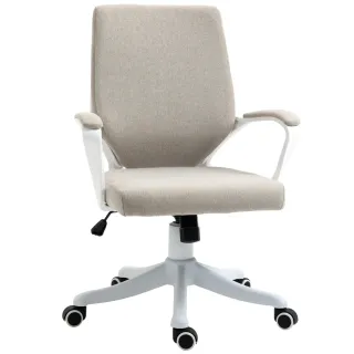 Silla de Oficina Giratoria Gris y Blanca