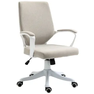 Silla de Oficina Giratoria Gris y Blanca