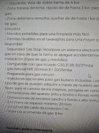 Encimera de gas Balay negra