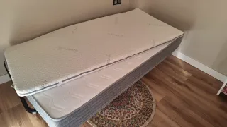 Base de cama, colchón y topper de 90 × 1,90 cm