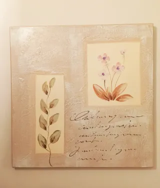 Cuadros decorativos floral beige y rosa pastel