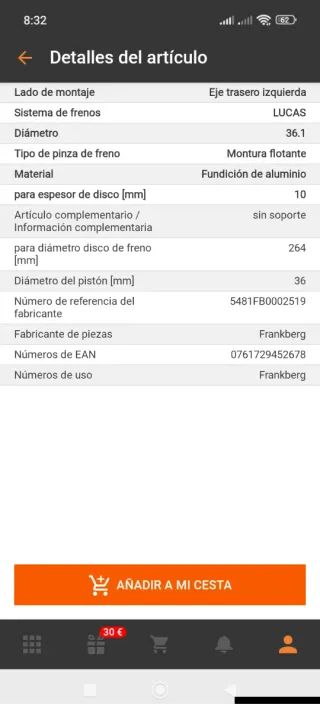 Pinzas frenos nuevas eje trasero Opel Astra meriva