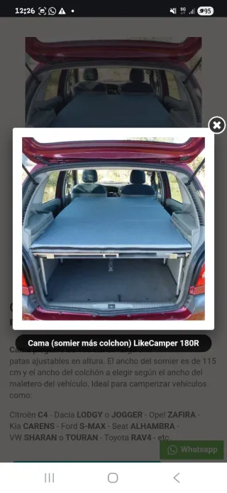 Somier+colchon camper -si no se vende por separado