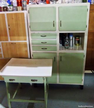Mueble de cocina y mesa a juego vintage años 60