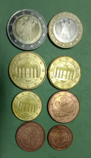 Lotto di 8 Monete Euro Tedesche 2002