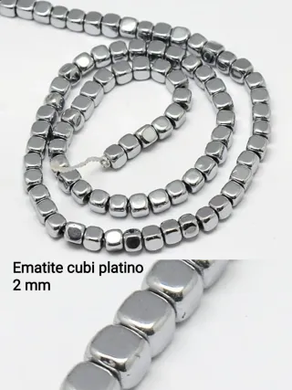 Ematite - Cubi Platino - perline 2x2x2 mm